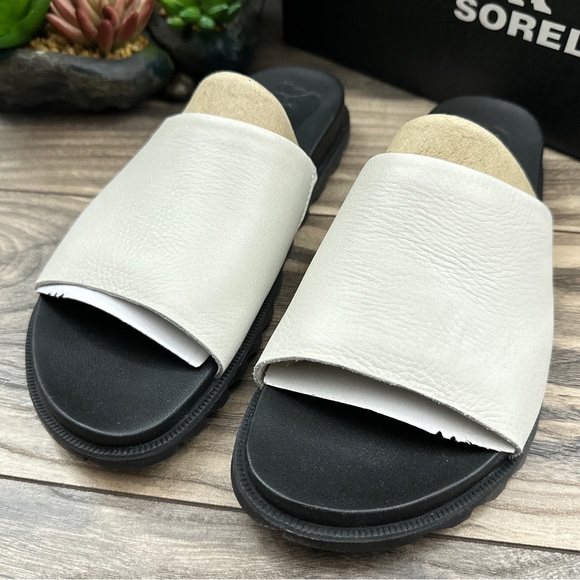 NIB Sorel Roaming Decon Leather Slide Sandal Sea Salt - Picture 3 of 12